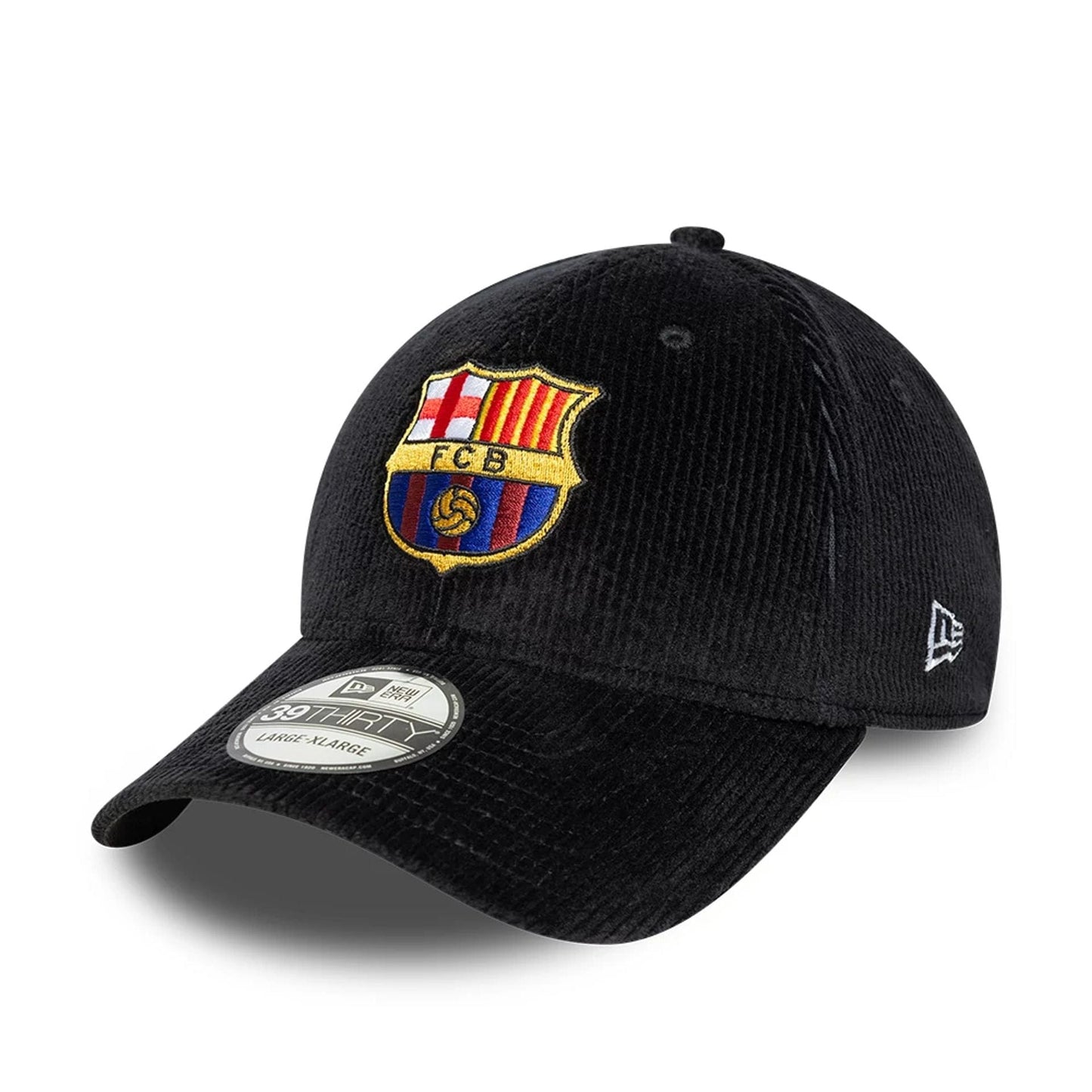 This is a FC Barcelona Cord Black 39THIRTY Stretch Fit Cap 1
