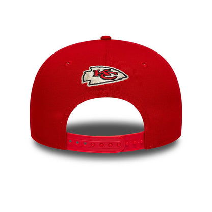 Kansas City Chiefs Fear Of God x NFL Red Retro Crown New Era 9FIFTY Adjustable Cap, rear view showing the embroidered KC logo on the back panel above the adjustable red snapback closure.