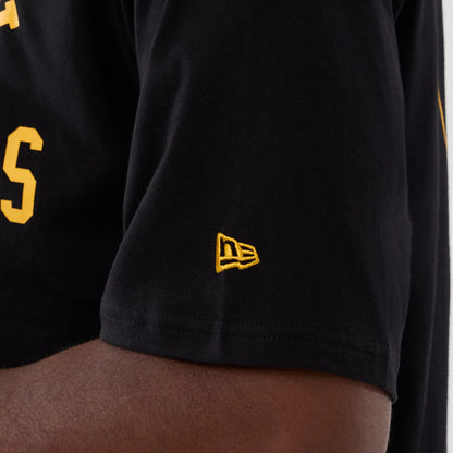 The Male model is wearing Washington Commanders NFL International Series Games 2025 Black Oversized T-Shirt 6