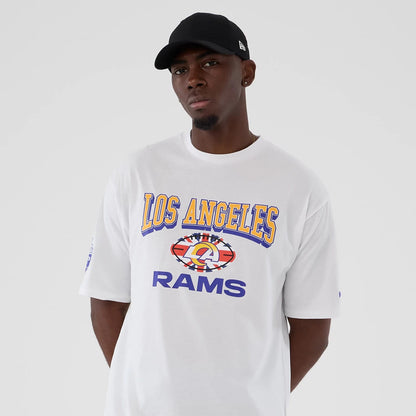 The Male model is wearing LA Rams NFL International Series Games 2025 White Oversized T-Shirt 3