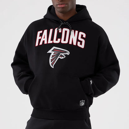 The Male model is wearing Atlanta Falcons NFL International Series Games 2025 Black Premium Pullover Hoodie 7