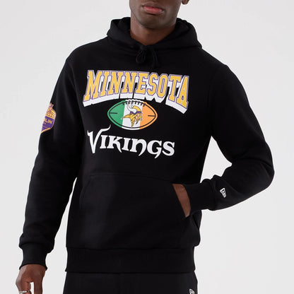 The Male model is wearing Minnesota Vikings NFL International Series Games 2025 Black Pullover Hoodie  7