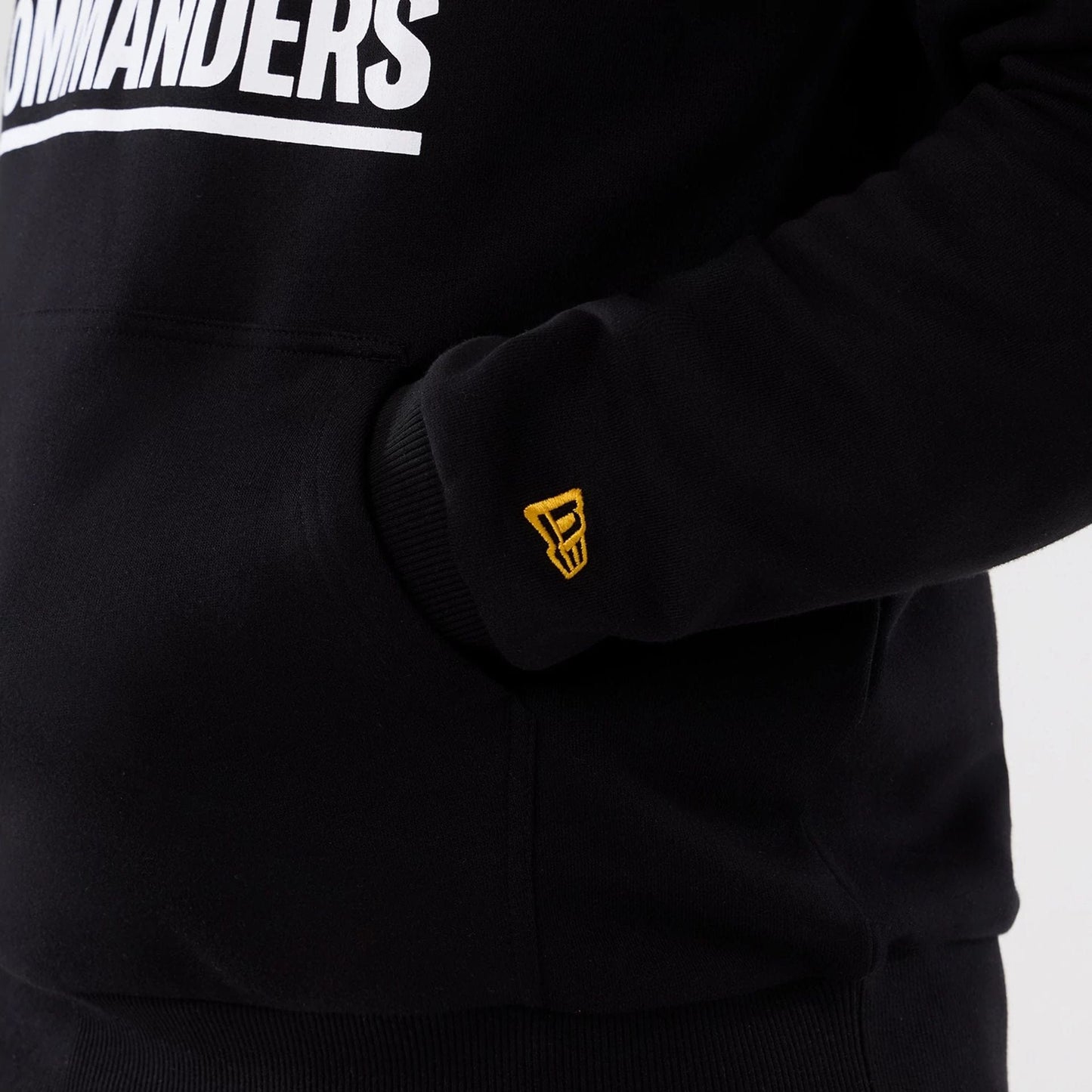 The Male model is wearing Washington Commanders NFL International Series Games 2025 Black Pullover Hoodie  4