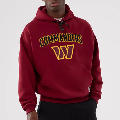 The Male model is wearing Washington Commanders NFL International Series Games 2025 Dark Red Premium Pullover Hoodie  7