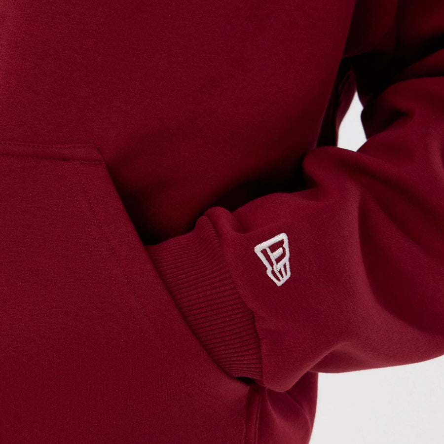 The Male model is wearing Washington Commanders NFL International Series Games 2025 Dark Red Premium Pullover Hoodie  5