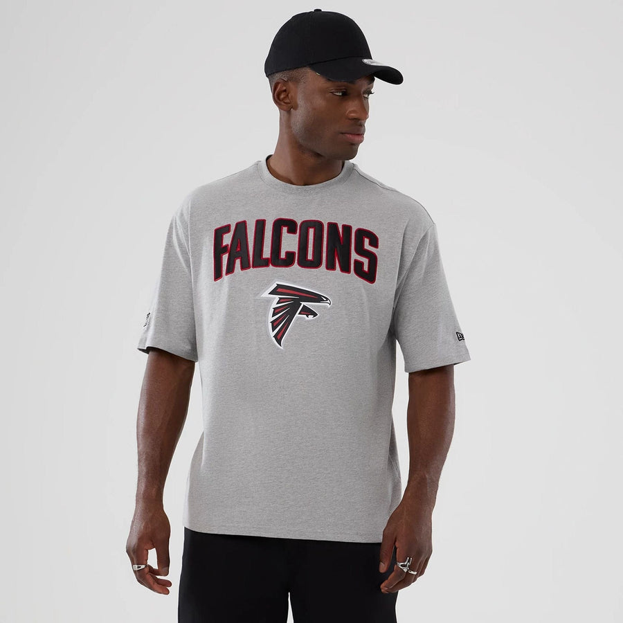 The Male model is wearing Atlanta Falcons NFL International Series Games 2025 Grey Premium T-Shirt  1