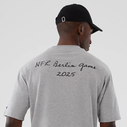 The Male model is wearing Atlanta Falcons NFL International Series Games 2025 Grey Premium T-Shirt  6