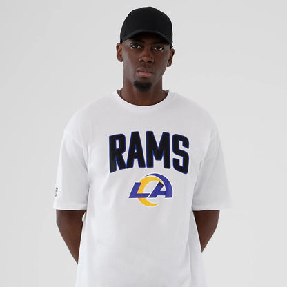 The Male model is wearing LA Rams NFL International Series Games 2025 White Premium T-Shirt  7