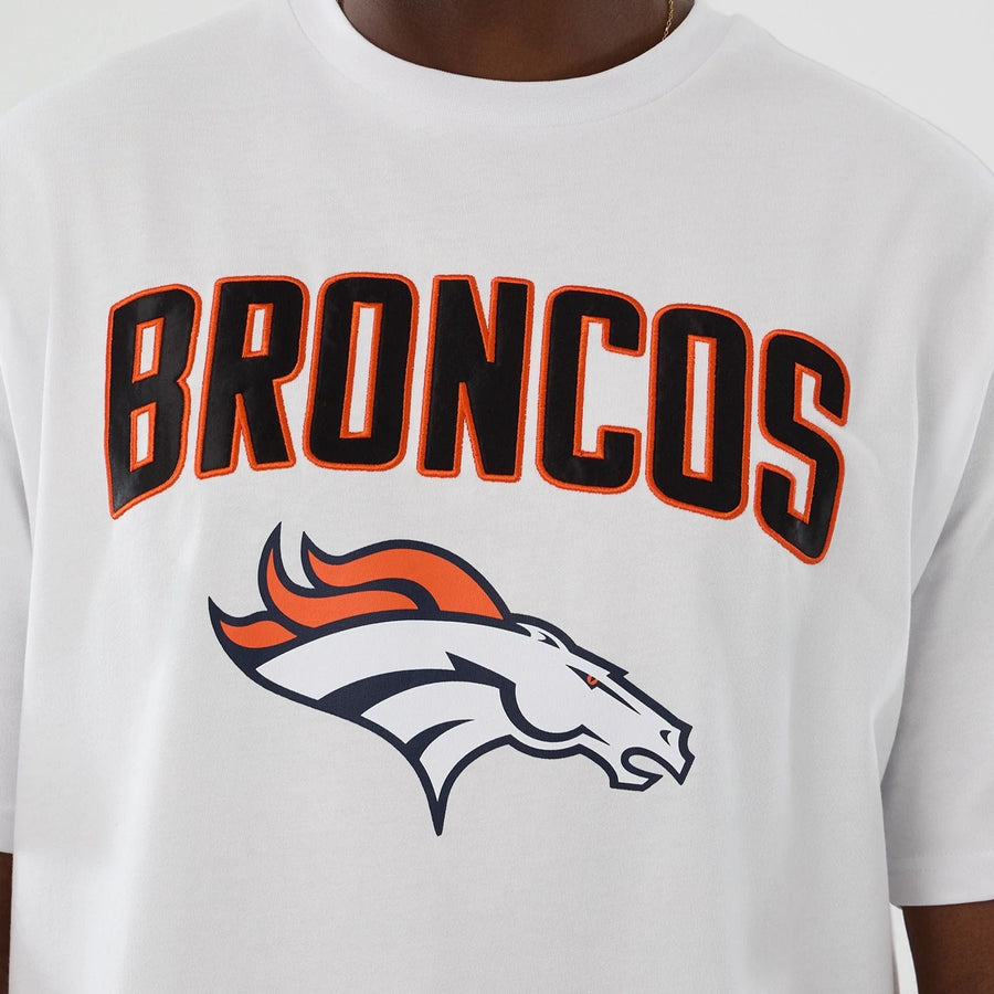 The Male model is wearing Denver Broncos NFL International Series Games 2025 White Premium T-Shirt  3