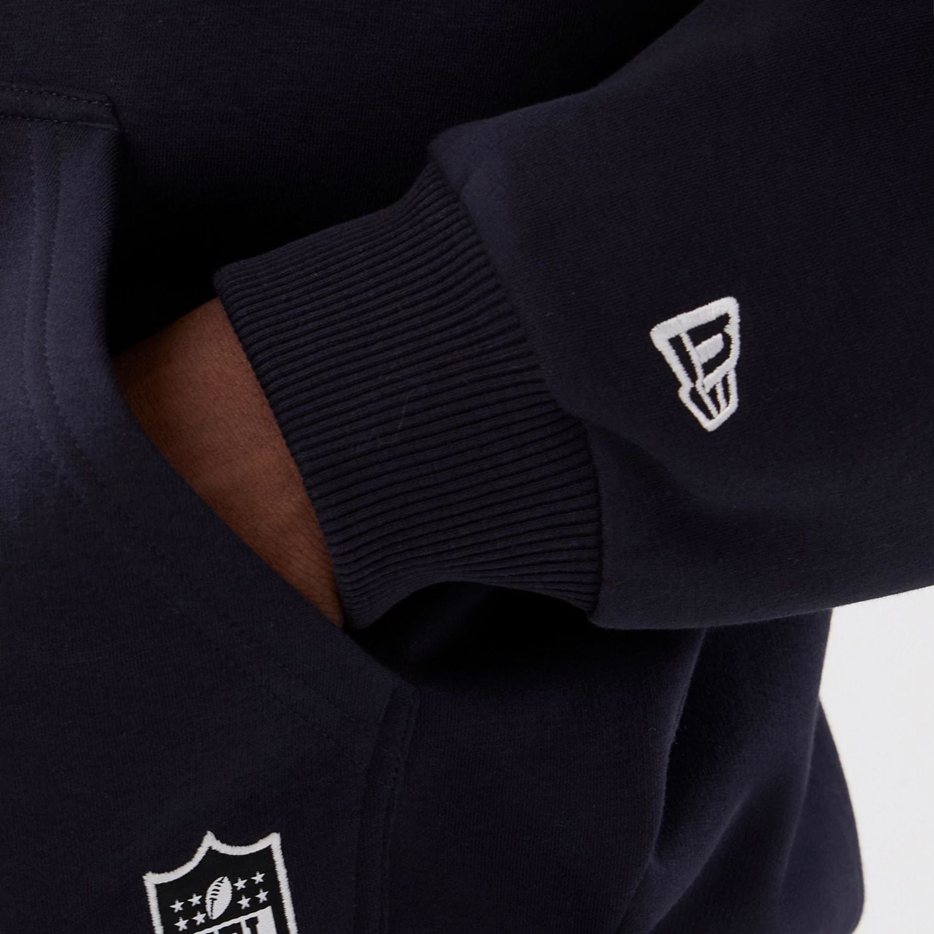 The Male model is wearing LA Rams NFL International Series Games 2025 Navy Premium Pullover Hoodie  5