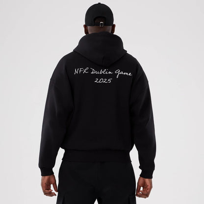 The Male model is wearing Minnesota Vikings NFL International Series Games 2025 Black Premium Pullover Hoodie  2