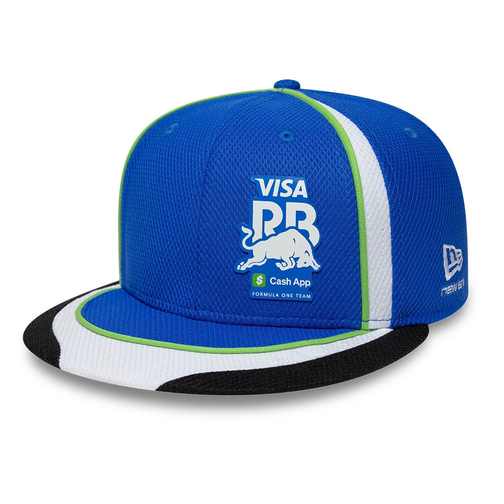 Pictured is this Visa Cash App Racing Bulls Team 59FIFTY Fitted cap in bright blue. 1