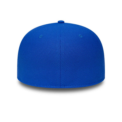 Visa Cash App Racing Bulls Team Bright Blue New Era 59FIFTY Fitted Cap, rear view showing the seamless bright blue structured crown with matching eyelets and no back logo on the textured fabric.