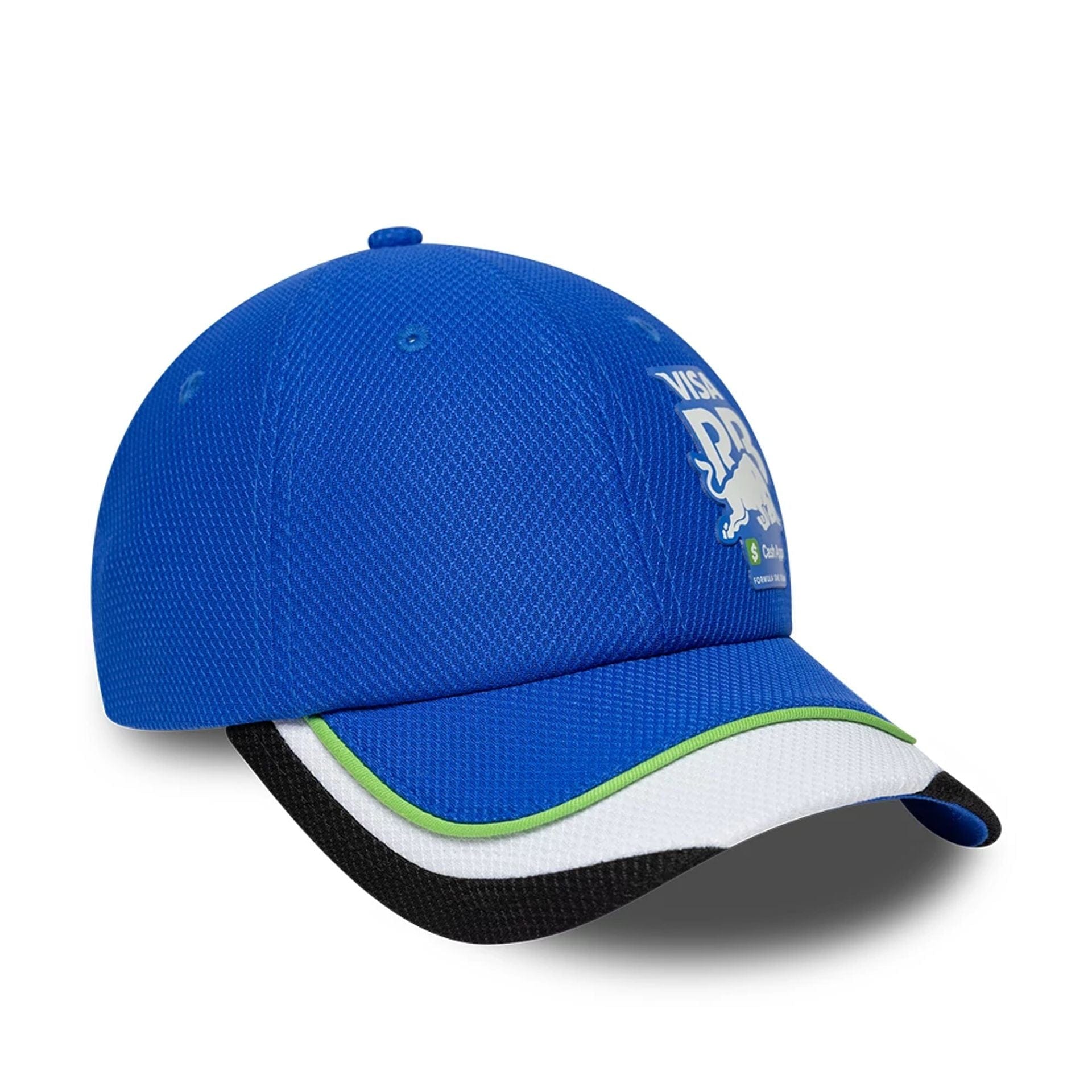 Pictured is this Womens Visa Cash App Racing Bulls Open Back cap in bright blue. 4