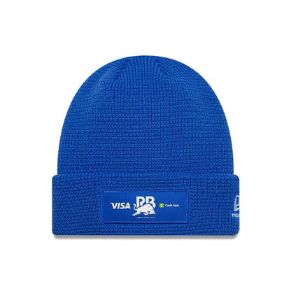 Pictured is this Team Waffle Visa Cash App Racing Bulls Cuff Knit Beanie hat in bright blue. 1