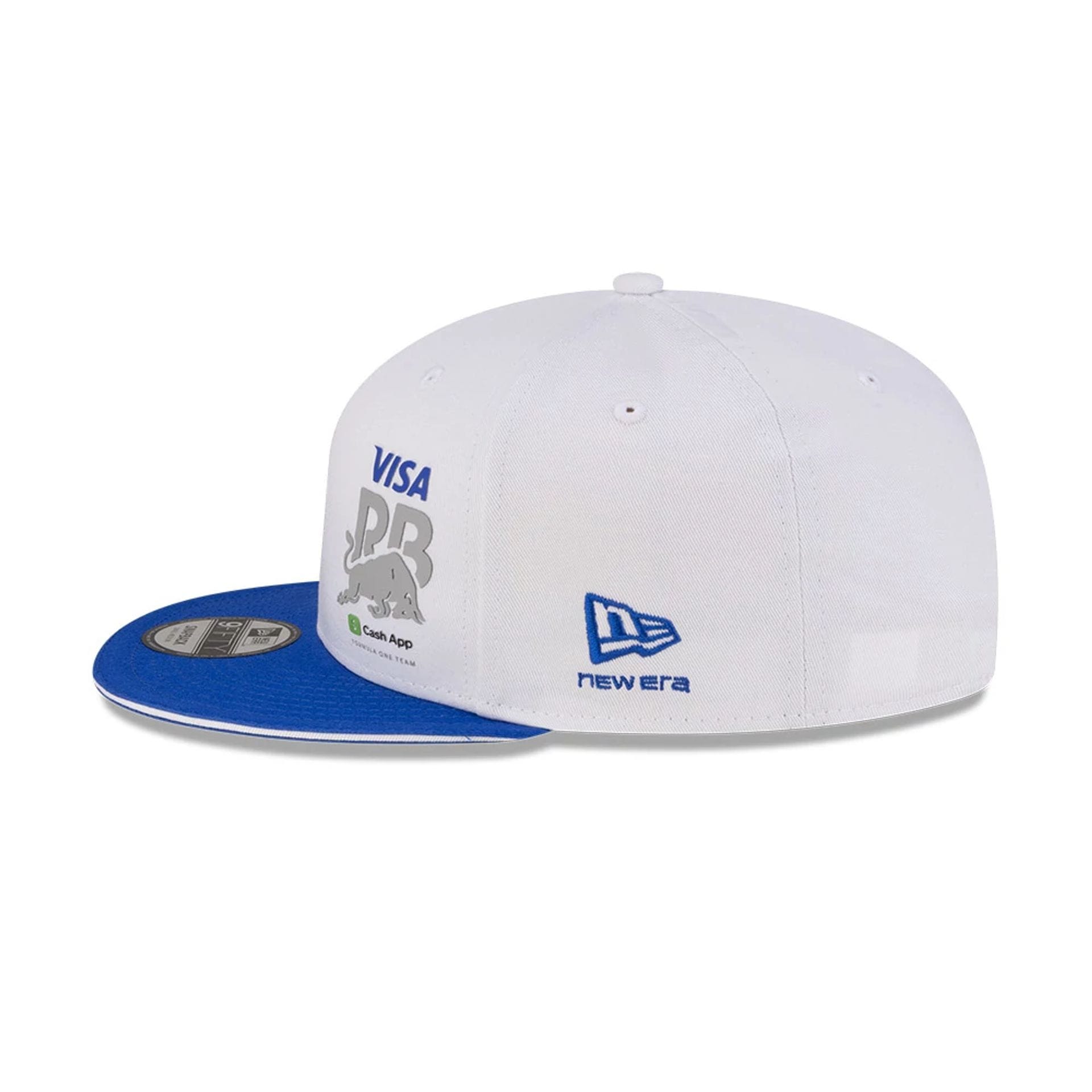 Pictured is this Visa Cash App Racing Bulls Essential 9FIFTY Snapback Adjustable cap in white. 6