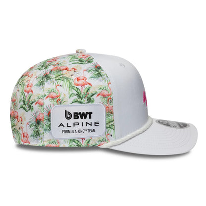 Pictured is this Alpine Racing Miami Race Special 9SEVENTY Stretch Snap Adjustable cap in white. 6