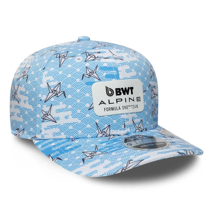 Pictured is this Alpine Racing Japan Race Special 9SEVENTY Stretch Snap Adjustable cap in white. 4