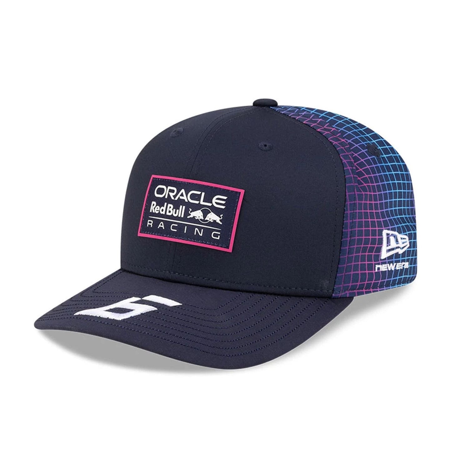 Pictured is this Isack Hadjar Red Bull Racing Miami Race Special 9SEVENTY Stretch Snap Adjustable cap in navy. 4