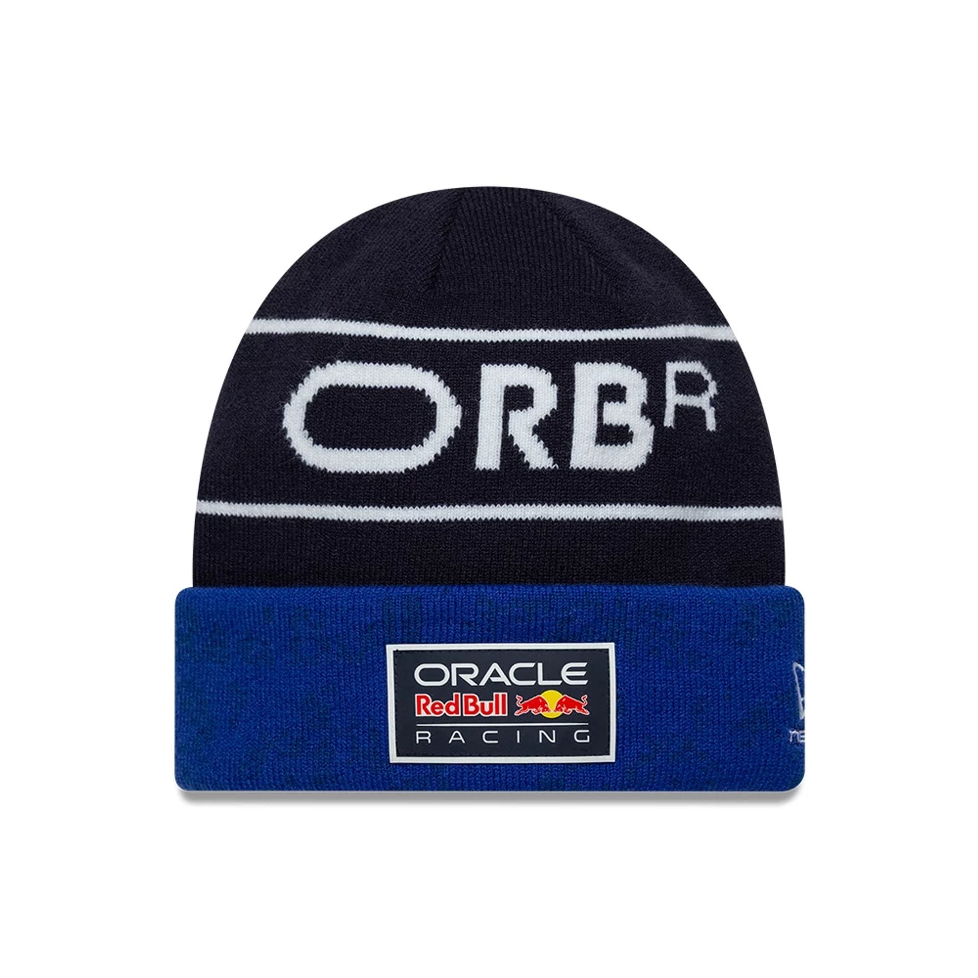 Pictured is this Replica Isack Hadjar Red Bull Racing Cuff Knit Beanie hat in dark blue. 1