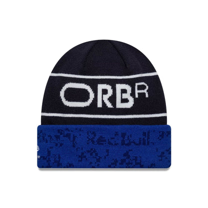 Pictured is this Team Red Bull Racing Cuff Knit Beanie hat in dark blue. 2