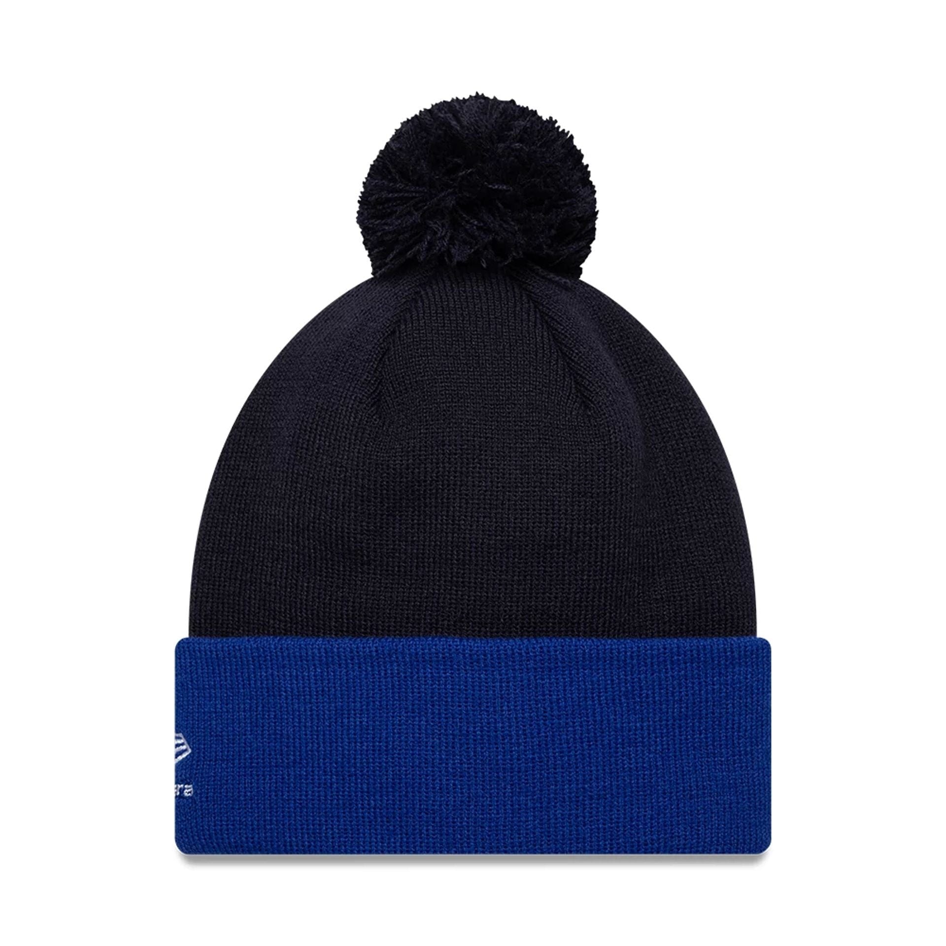 Pictured is this Essential Red Bull Racing Bobble Knit Beanie hat in dark blue. 2