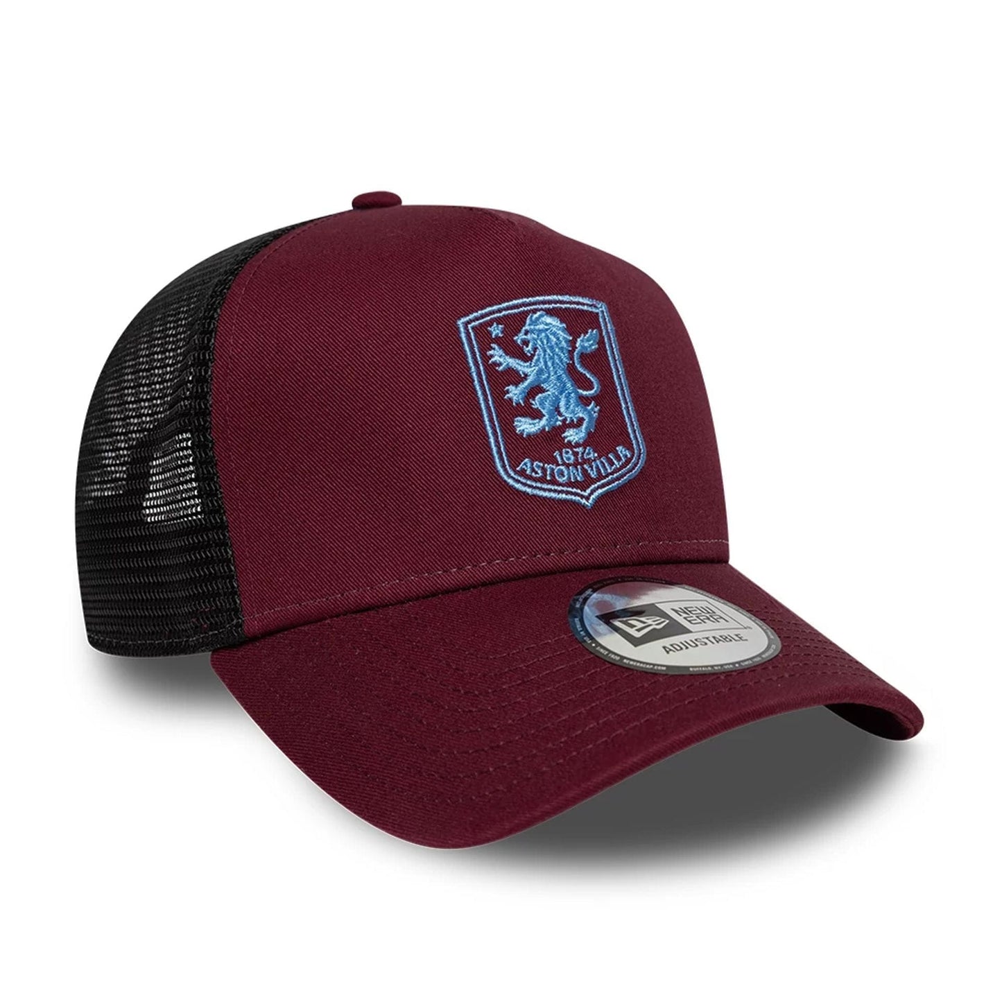 Pictured is this Core Aston Villa FC 9FORTY A-Frame Trucker cap in dark red. 3
