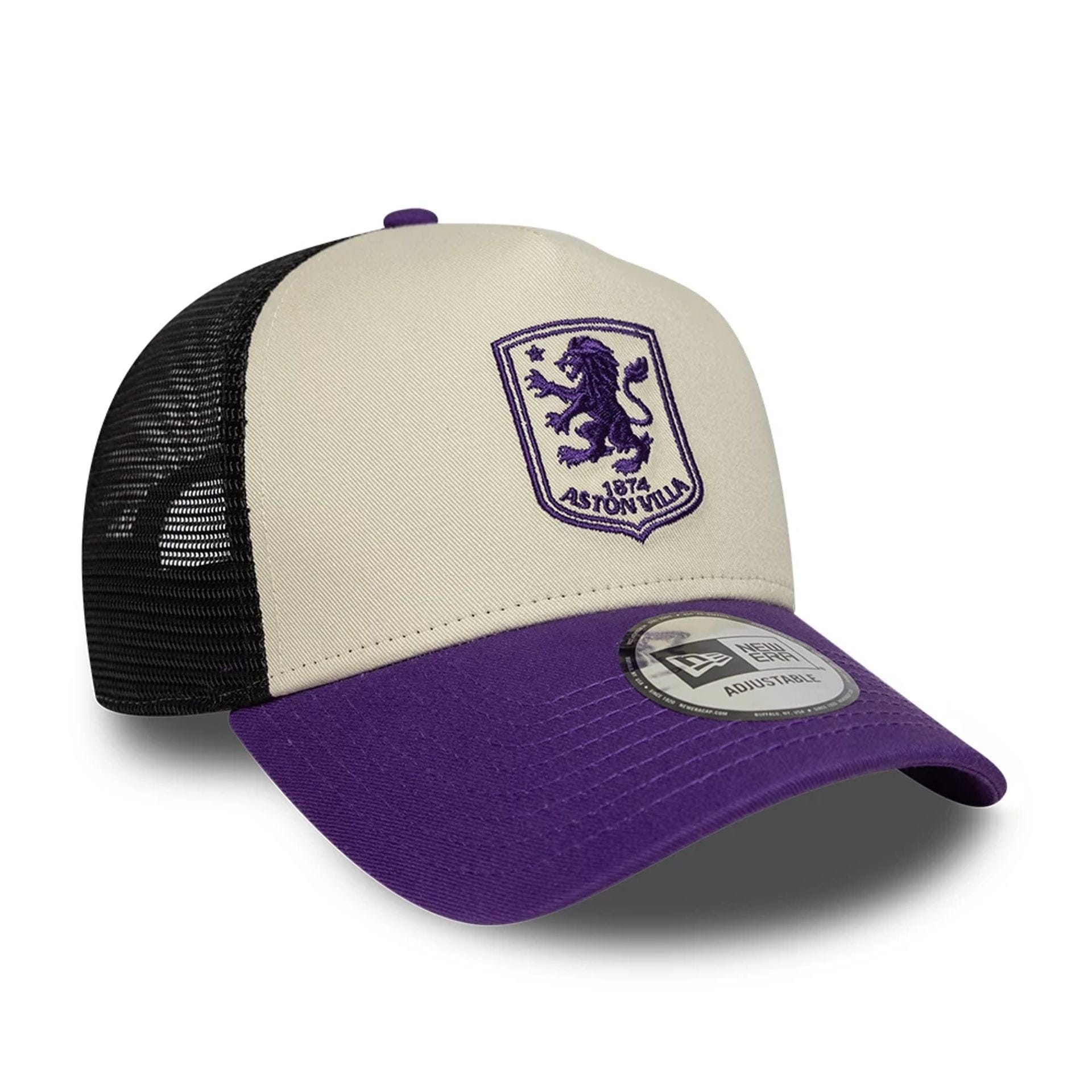 Pictured is this 3rd Kit Aston Villa FC 9FORTY A-Frame Trucker cap in dark purple. 3