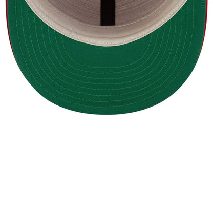 Pictured is this FOG X MLB Chicago White Sox Retro Crown 59FIFTY Fitted cap in red. 9