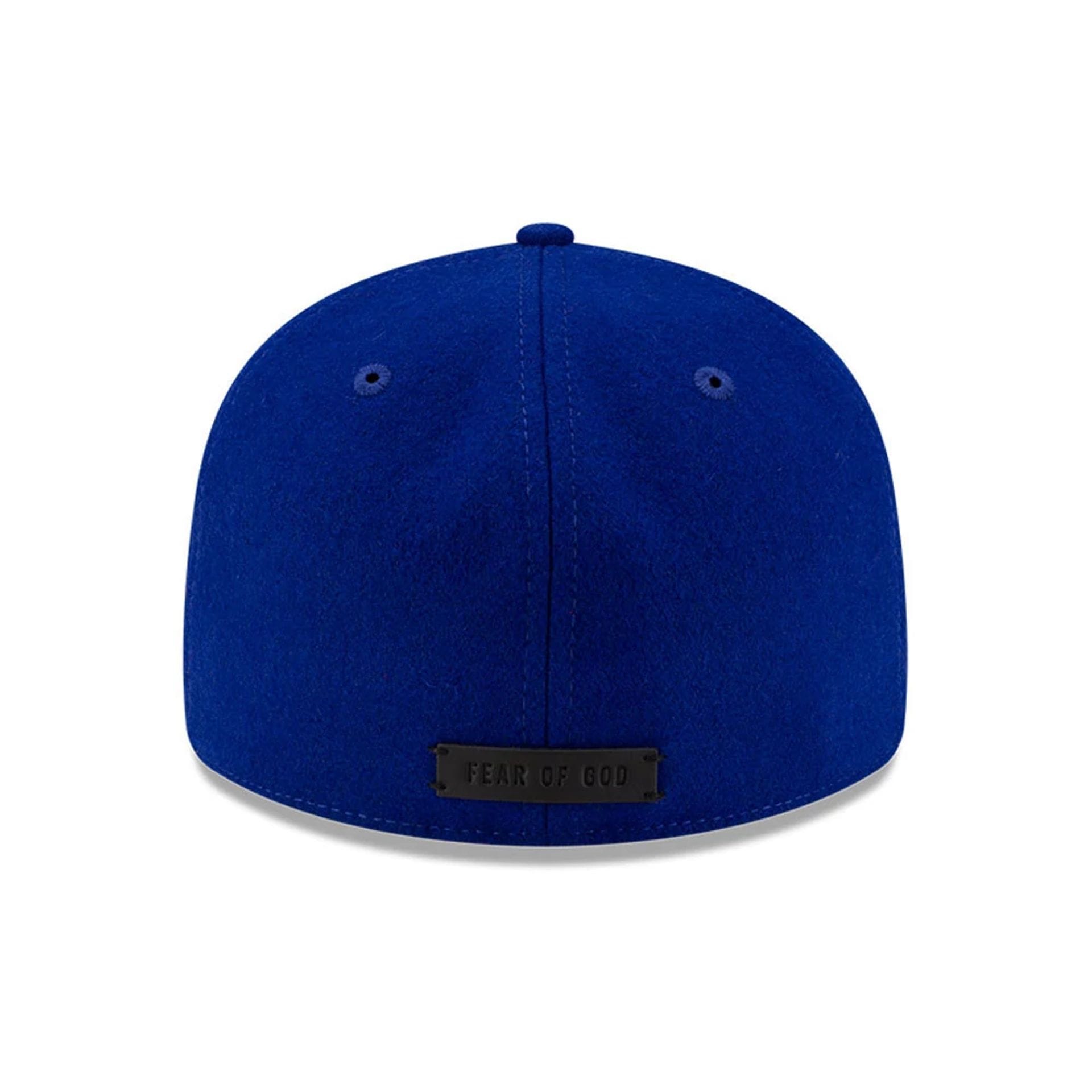 Pictured is this FOG X MLB LA Dodgers Retro Crown 59FIFTY Fitted cap in dark blue. 5