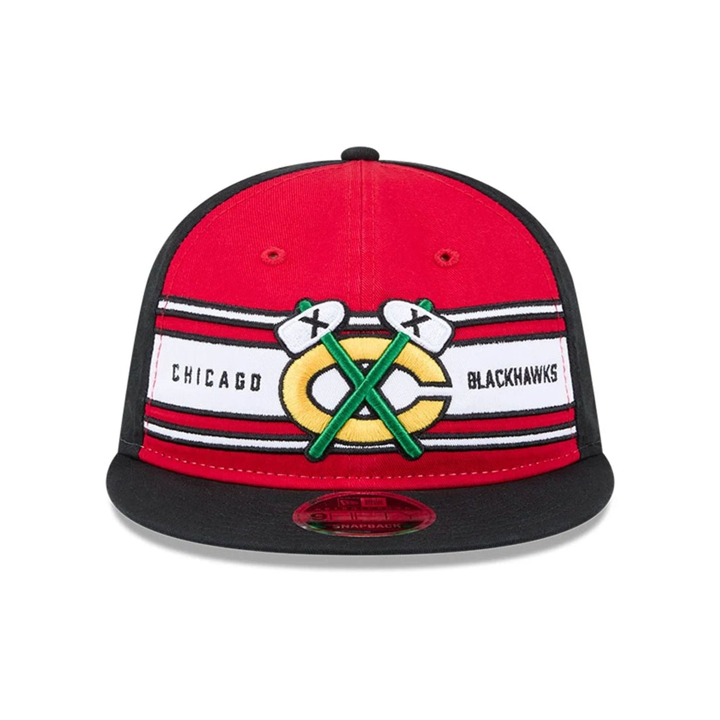 Pictured is this NHL Team Stripes Chicago Blackhawks Retro Crown 9FIFTY cap in red. 2