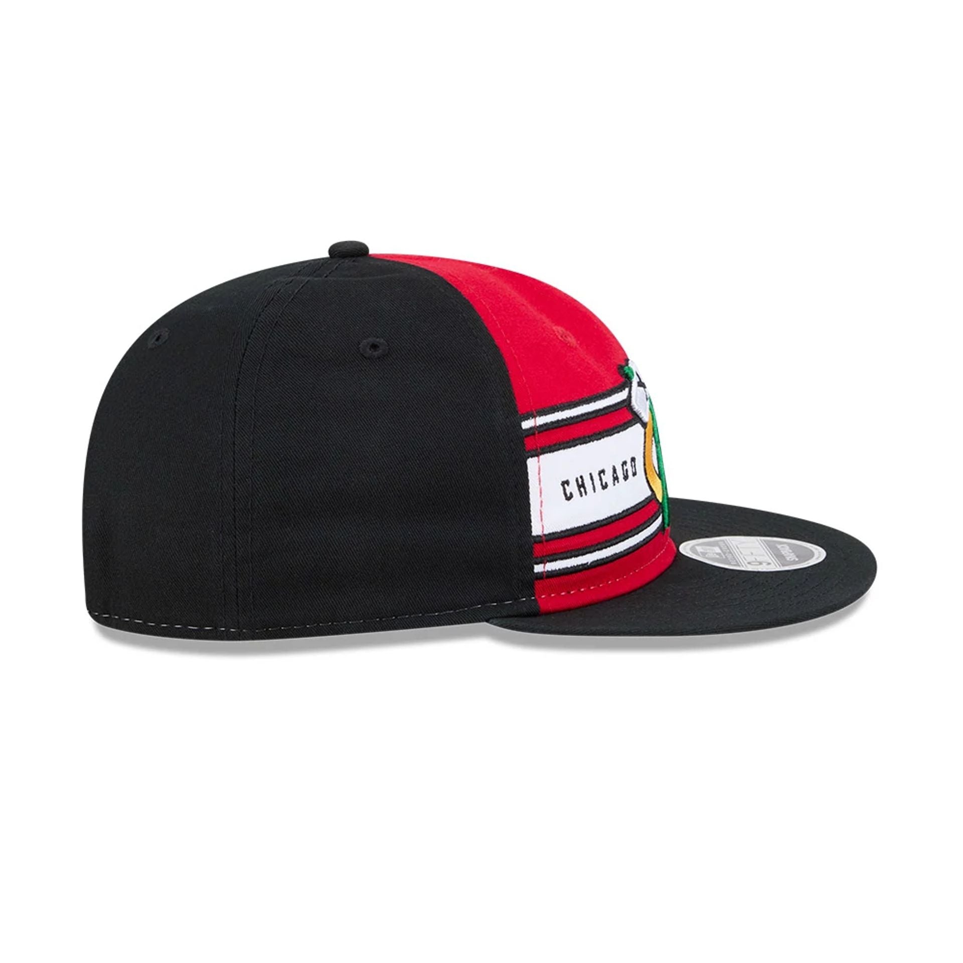 Pictured is this NHL Team Stripes Chicago Blackhawks Retro Crown 9FIFTY cap in red. 6
