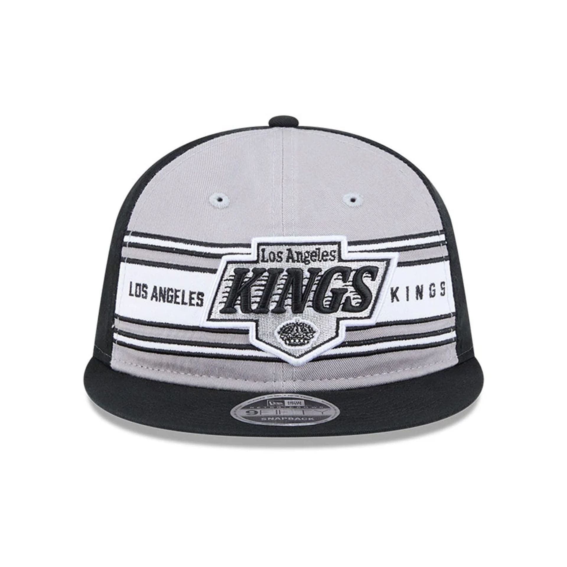 Pictured is this NHL Team Stripes LA Kings Retro Crown 9FIFTY cap in black. 2