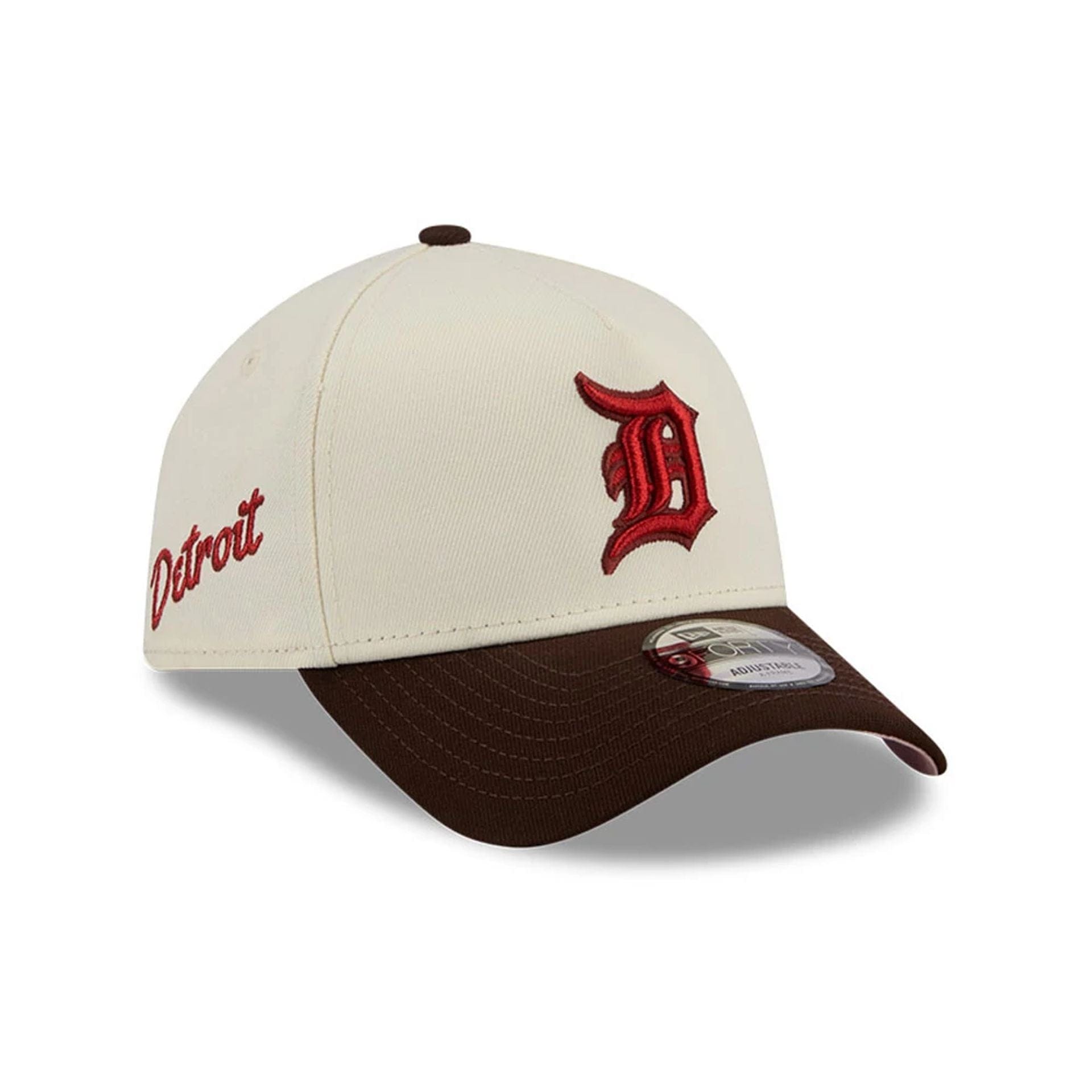 Pictured is this MLB City Script Detroit Tigers 9FORTY A-Frame cap in Cream. 1