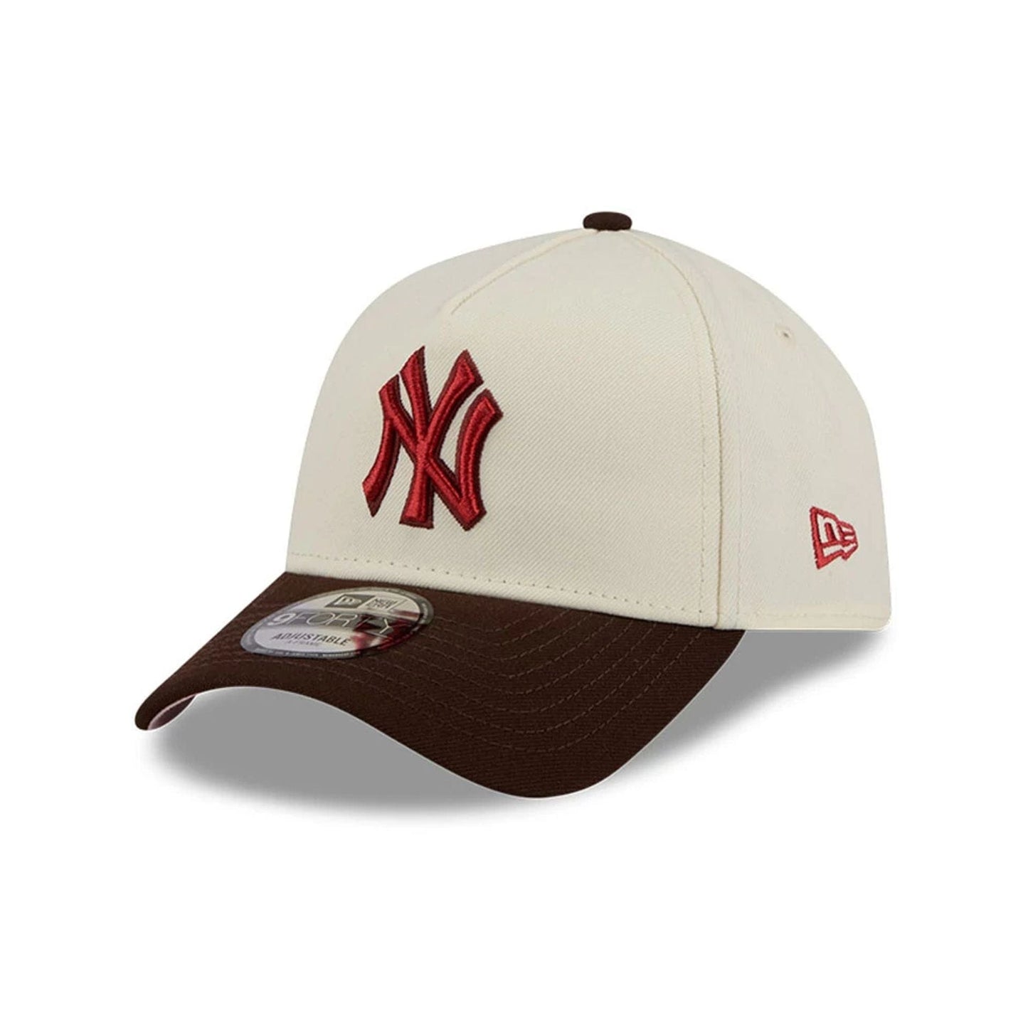 Pictured is this MLB City Script New York Yankees 9FORTY A-Frame cap in Cream. 4