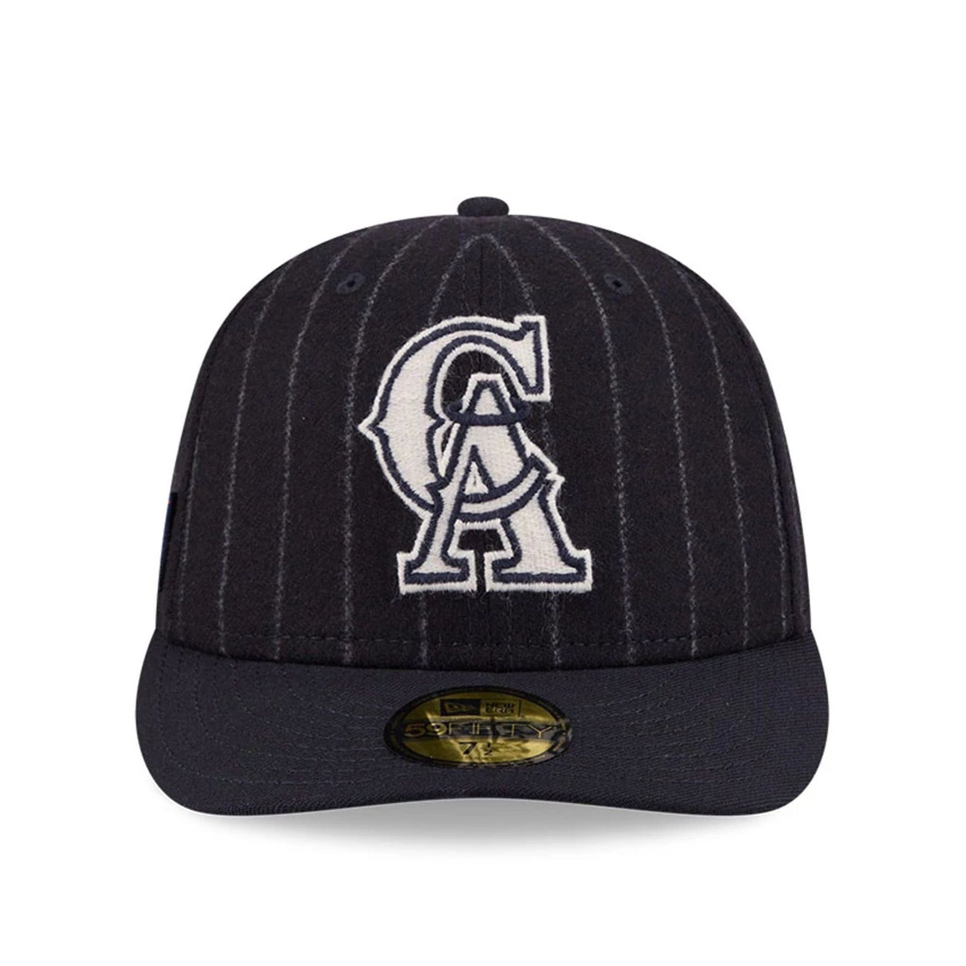 Pictured is this MLB X Moon LA Angels 59FIFTY Fitted cap in Navy. 3