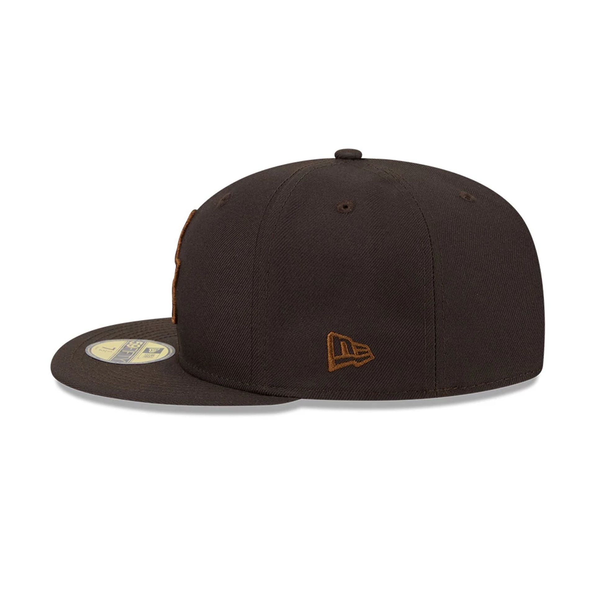 Pictured is this MLB Negro League Atlanta Black Crackers 59FIFTY Fitted cap in dark brown. 7