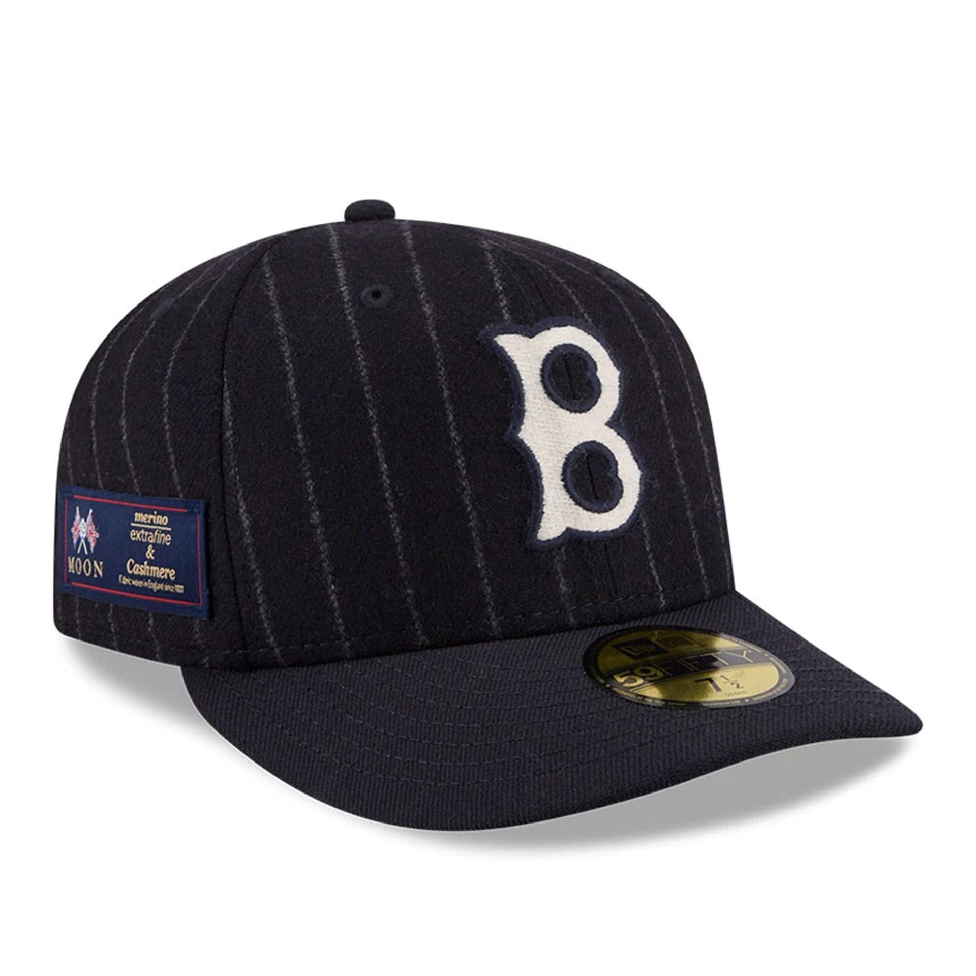 Pictured is this MLB X Moon Boston Red Sox 59FIFTY Fitted cap in Navy. 1