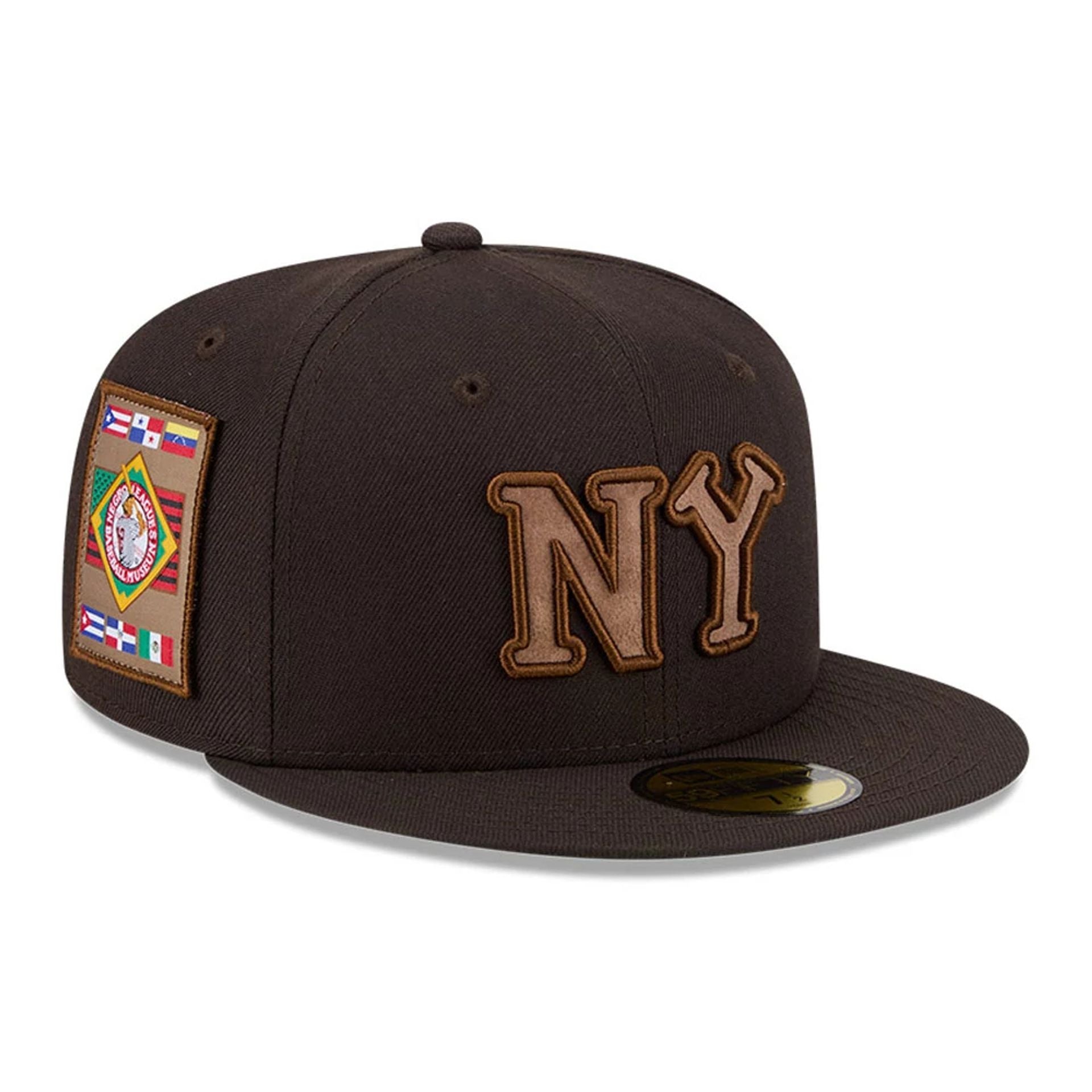 Pictured is this MLB Negro League New York Black Yankees 59FIFTY Fitted cap in dark brown. 1