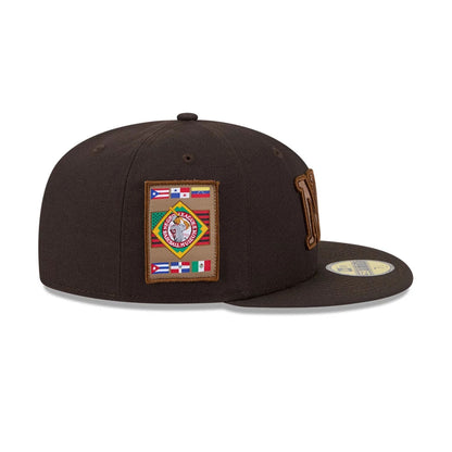 Pictured is this MLB Negro League New York Black Yankees 59FIFTY Fitted cap in dark brown. 6