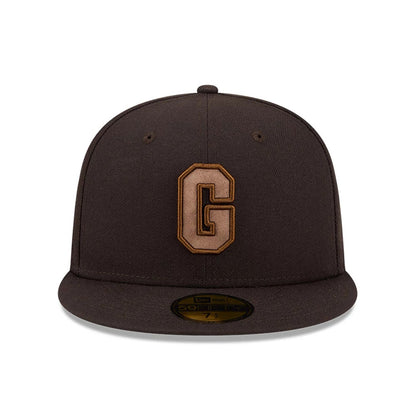 Pictured is this MLB Negro League Homestead Grays 59FIFTY Fitted cap in dark brown. 3