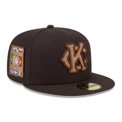 Pictured is this MLB Negro League Kansas City Monarchs 59FIFTY Fitted cap in dark brown. 1