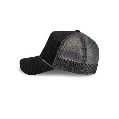 Pictured is this New Era Wide Cord 9FORTY A-Frame Trucker cap in black. 4
