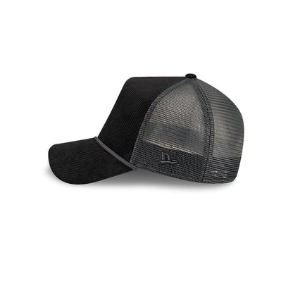 Pictured is this New Era Wide Cord 9FORTY A-Frame Trucker cap in black. 4