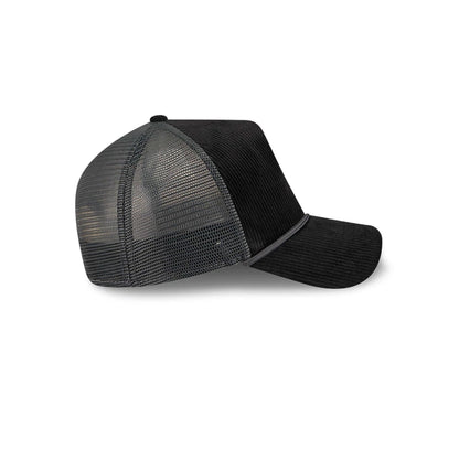 Pictured is this New Era Wide Cord 9FORTY A-Frame Trucker cap in black. 5
