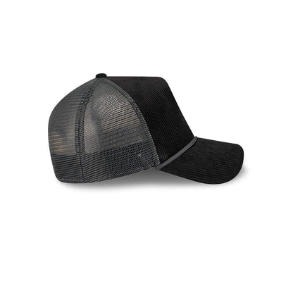 Pictured is this New Era Wide Cord 9FORTY A-Frame Trucker cap in black. 5