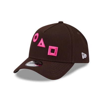 Pictured is this Netflix Squid Game Shapes 9FORTY A-Frame cap in dark brown. 4