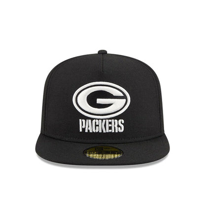 Pictured is this NFL Chiseled Embroidery Green Bay Packers 59FIFTY A-Frame Fitted cap in Black. 4