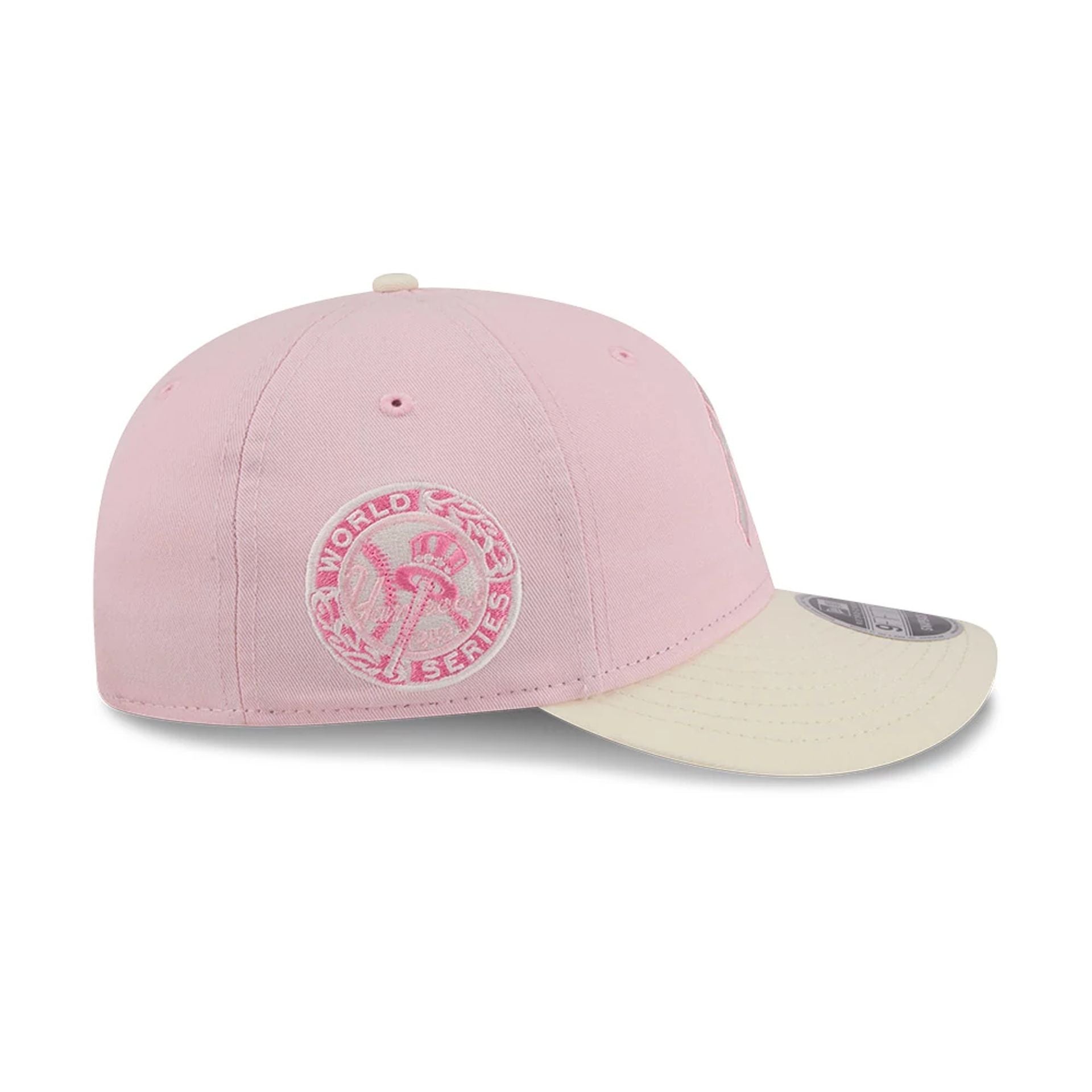 Pictured is this MLB Washed Tie Dye New York Yankees 9FIFTY Snapback cap in pastel pink. 4