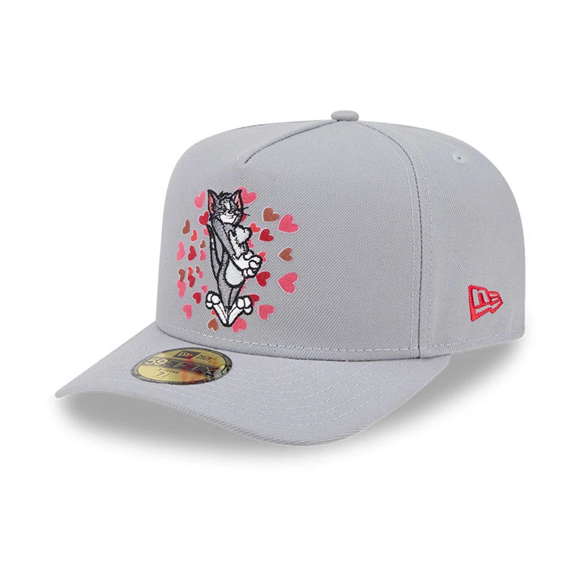 Pictured is this Tom & Jerry Love Struck 59FIFTY A-Frame Fitted cap in grey. 1
